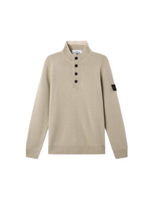 Maglione vestibilità regular con zip corta e finta con bottoni Stone Island | L2S15 5100040 S00A3V0095 SAND